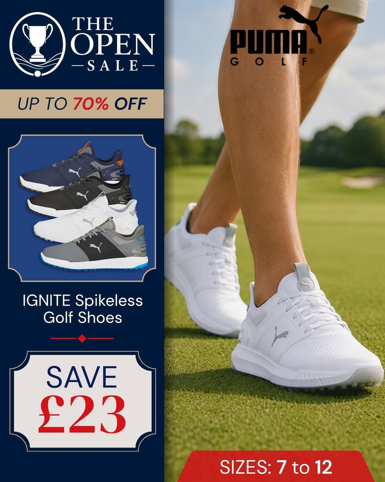 Puma Golf Mens IGNITE ELEVATE Spikeless Comfort Waterproof Golf Shoes
