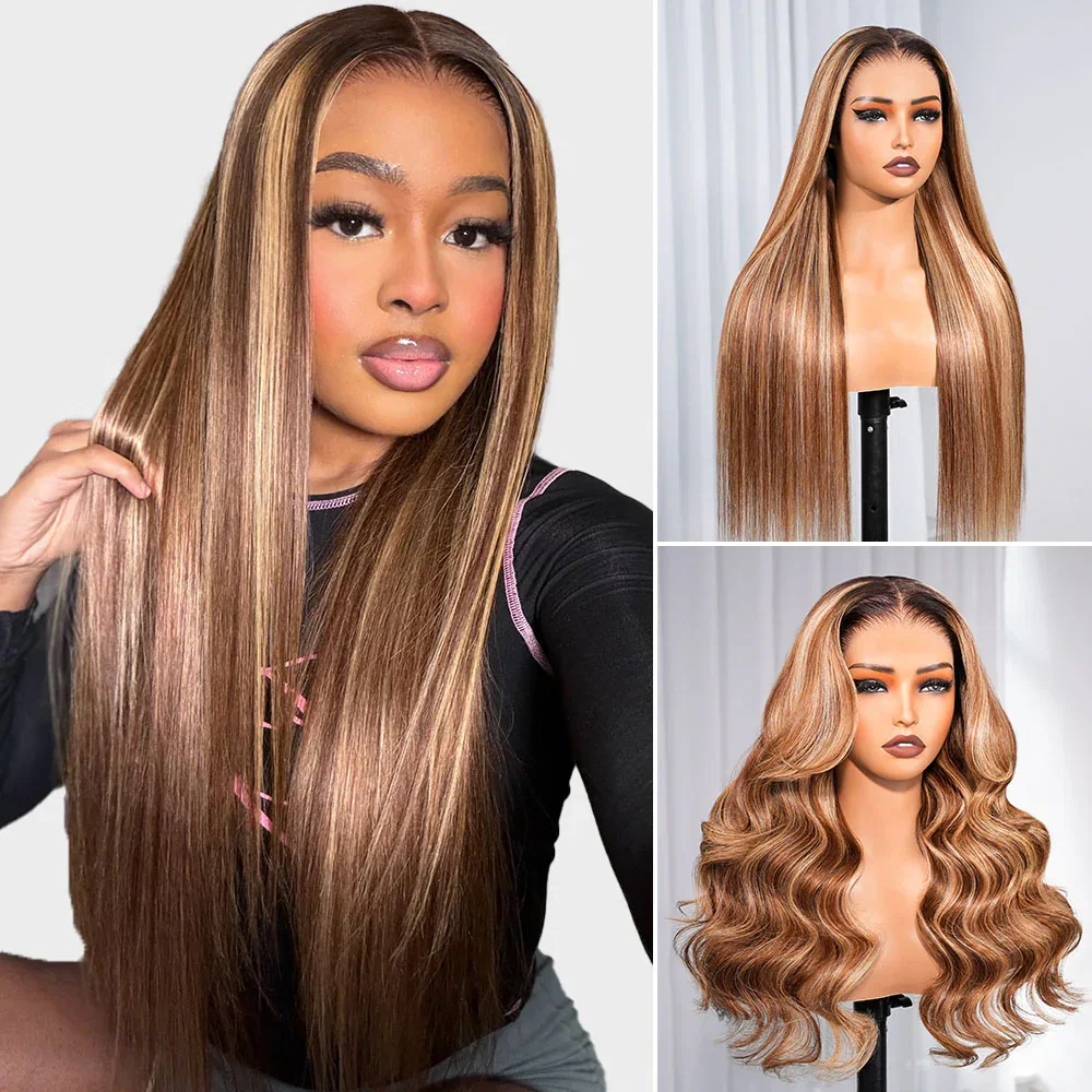 TT Special-Megalook 13x6 Three-Go™ Highlight Honey Blonde Glueless Wigs Silky Straight With Drawstring 100% Human Hair Wig