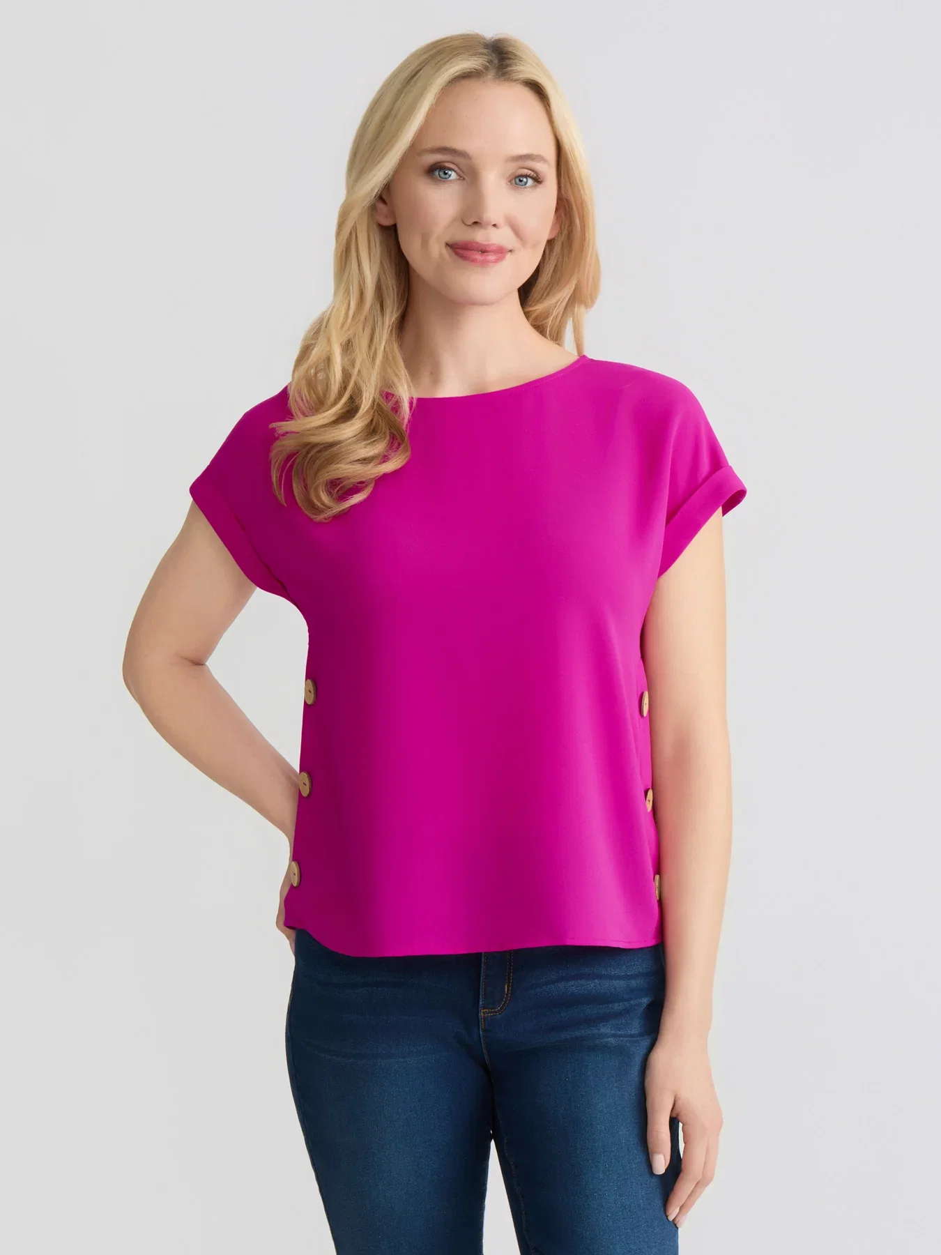 Image of Side Button Blouse, Jasper Crepe