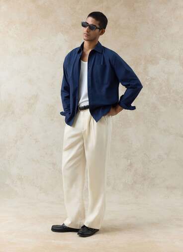 Dali Relaxed Poplin Shirt | Cotton | Navy