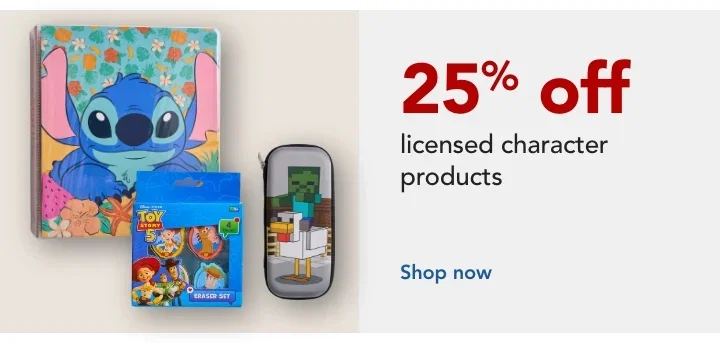 save 25% on favorite licensed character products