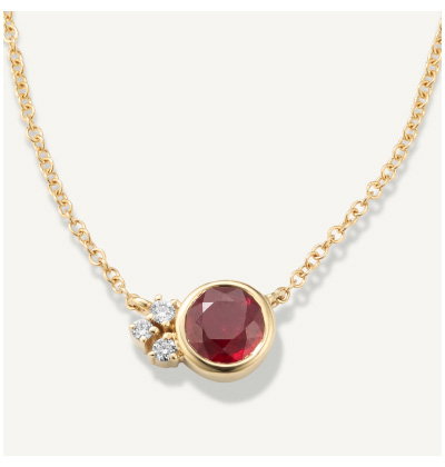 Bezel-Set Ruby & Diamond Cluster Necklace