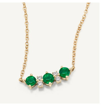 Emerald & Diamond Bar Necklace