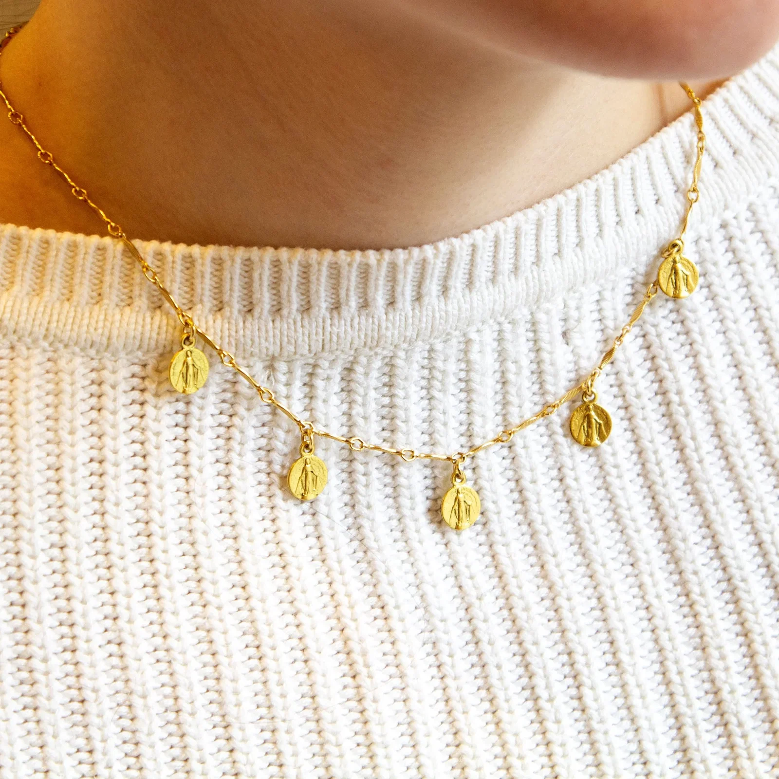 Our Lady of Grace Petite Medallion Necklace
