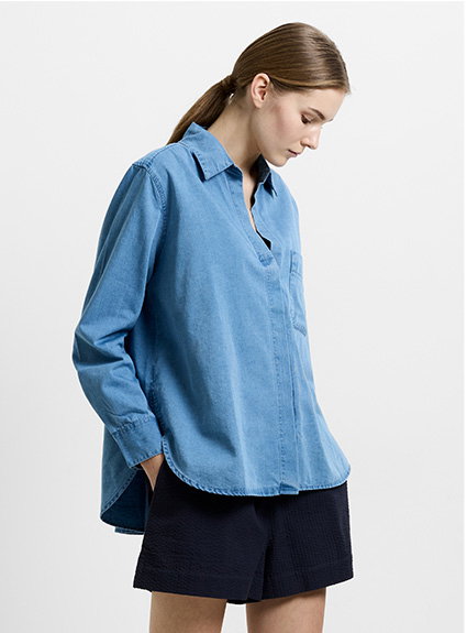 Chambray Denim Long Sleeve Shirt