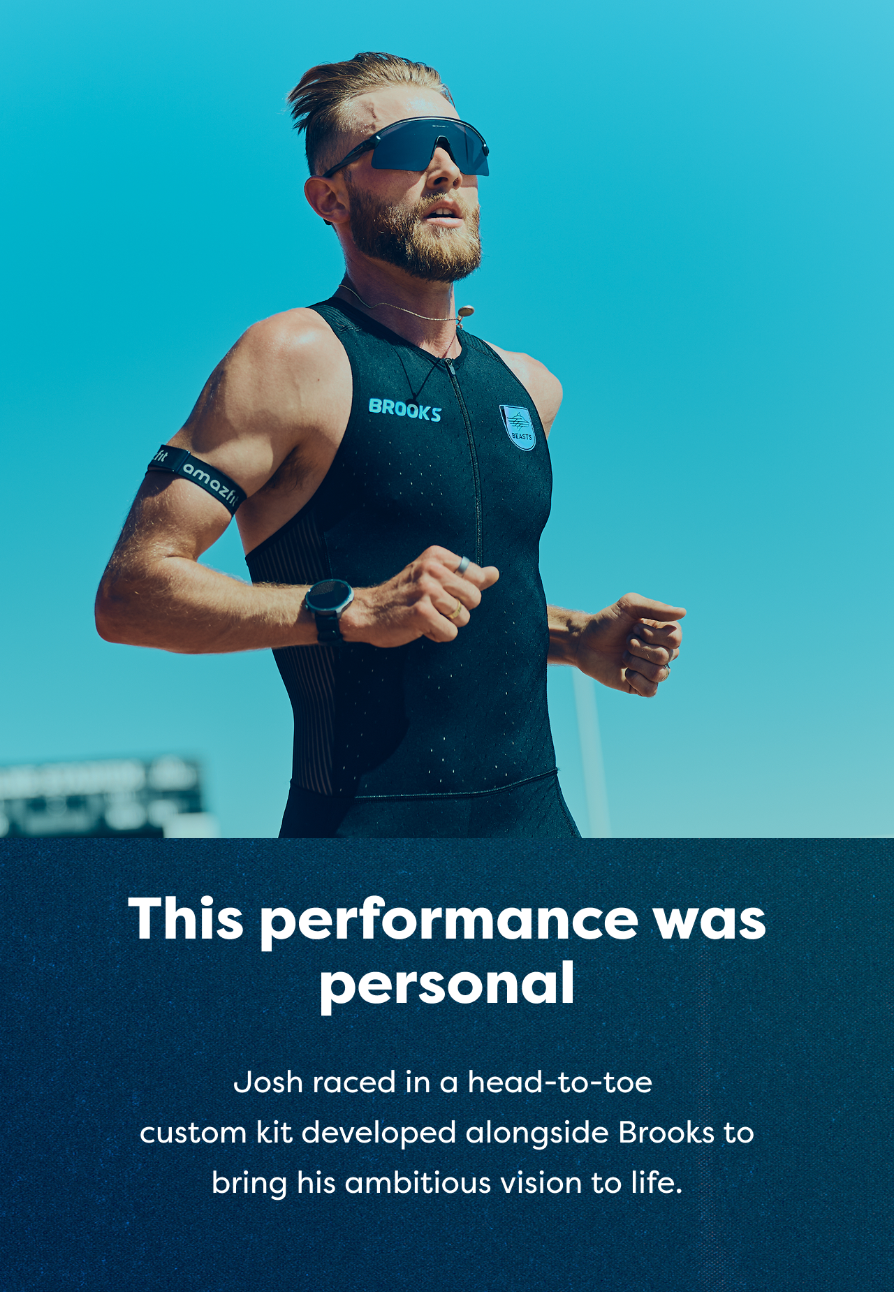 This performance was personal | Josh raced in a head=to-toe custom kit developed alongside Brooks to bring his ambitious vision to life.