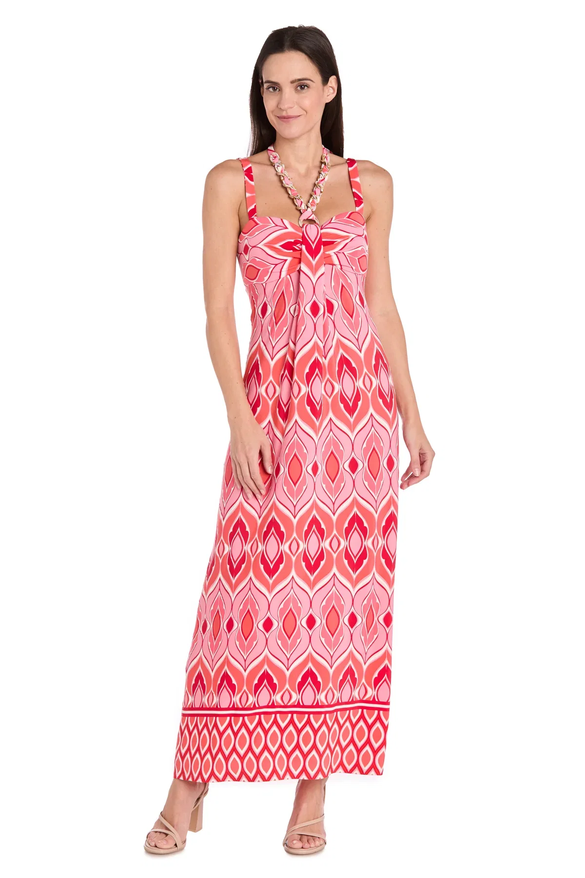 Image of Printed Jersey Maxi Dress with Twist Halter