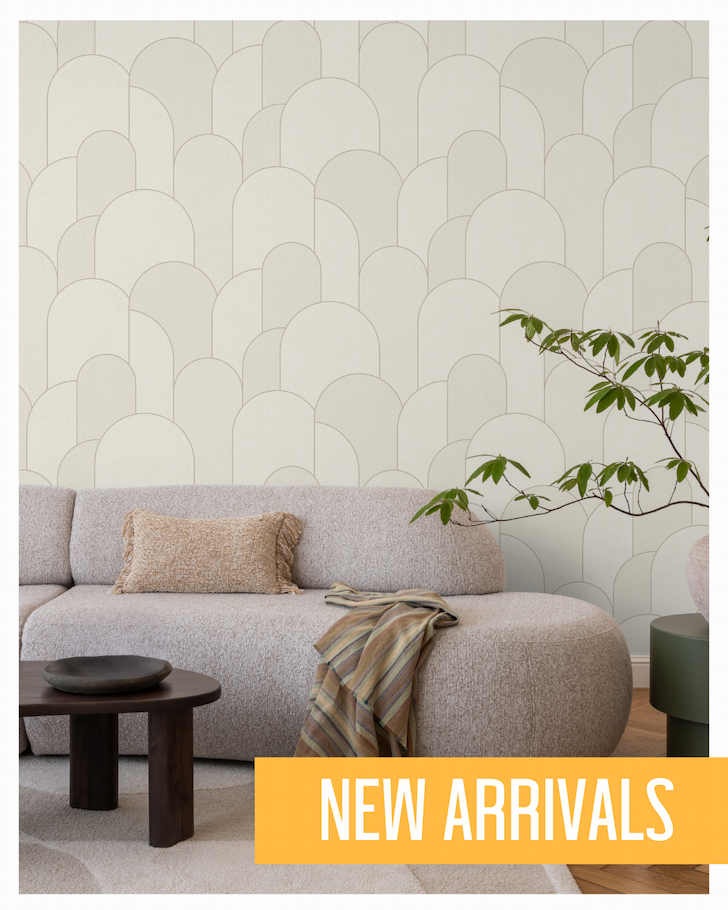 Arches Geometric Textured Vinyl Wallpaper Beige Muriva M99707