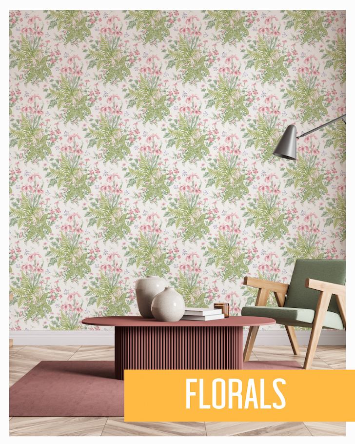 Chelsea Ferns Wallpaper Pink / Green Rasch 100418