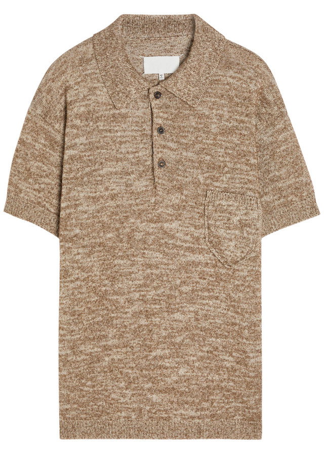 MAISON MARGIELA Melangé-knit cotton-blend polo shirt