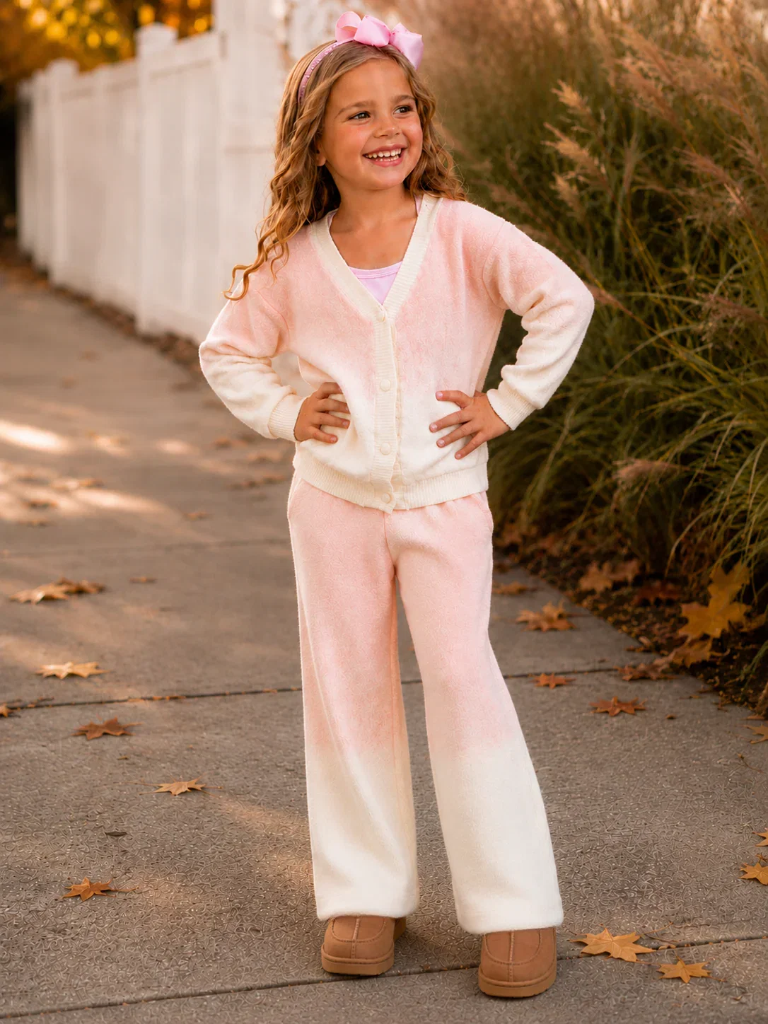 Image of Cotton Candy Cozy Ombré Cardigan & Lounge Pant Set