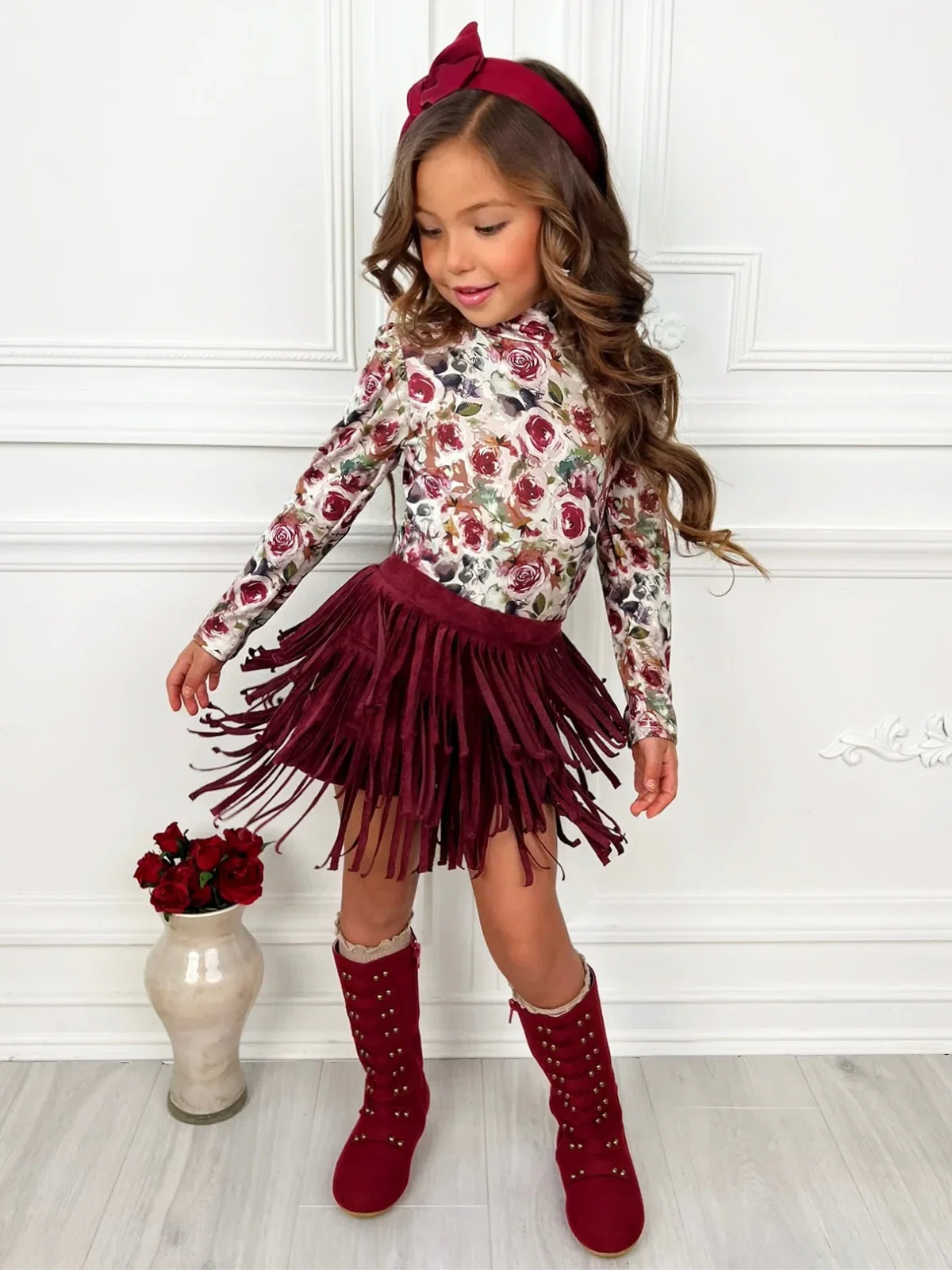 Image of Autumn Rose Top and Fringe Skort Set