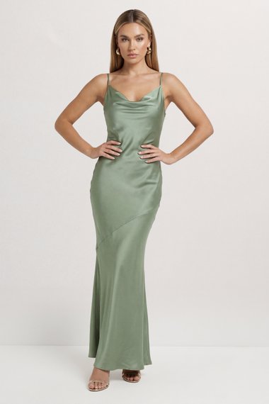 Premium Satin Bow Back Bias Cut Bridesmaid Dress
