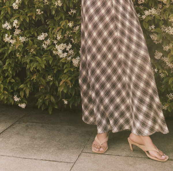 Brown Check Rowena Midi Dress