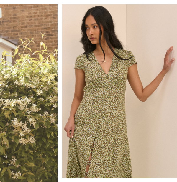 Green Ditsy Floral Avery Midi Dress
