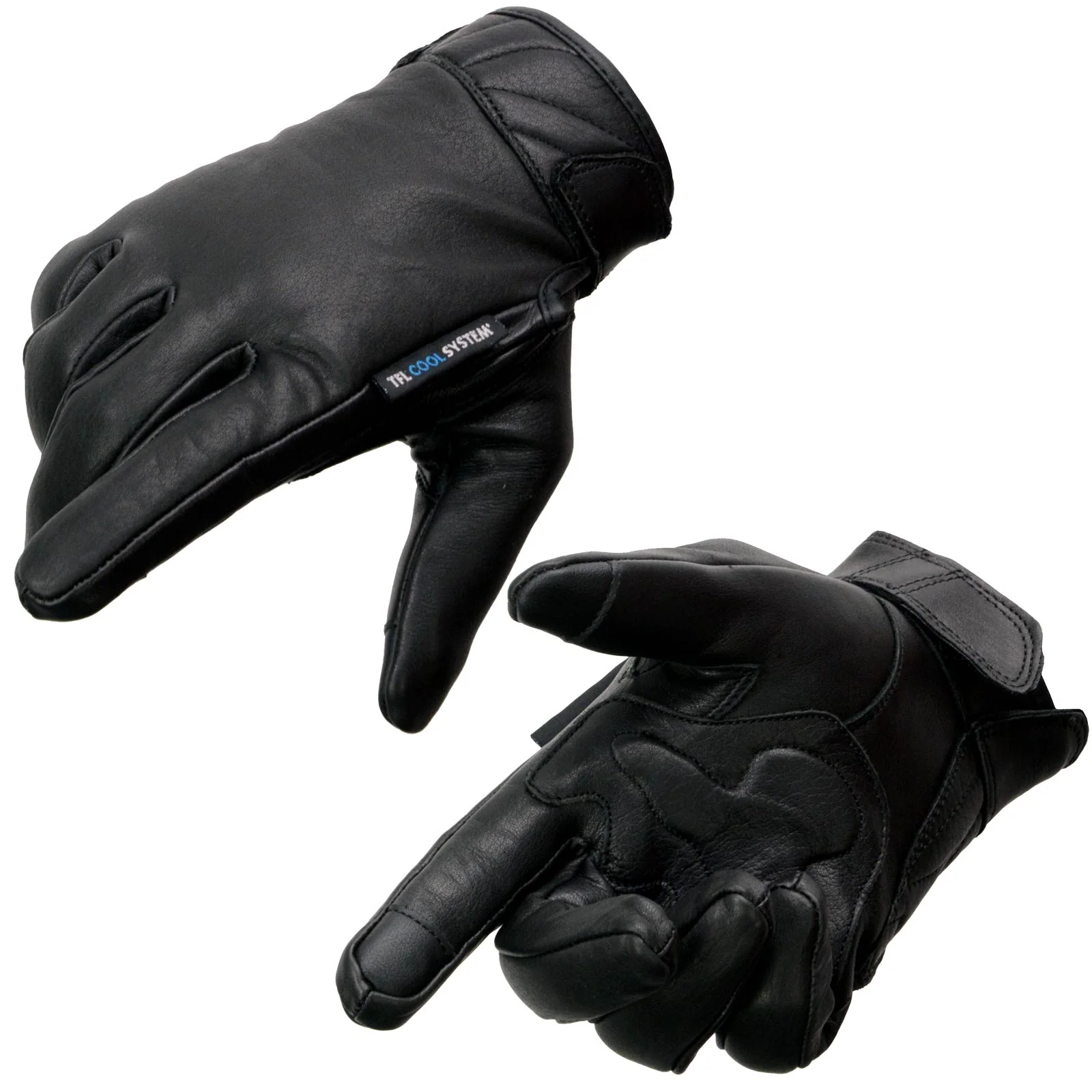 Image of Milwaukee Leather MG7502 Men's Black Leather Gel Palm Motorcycle Gloves w/ i-Touch and Cool-Tec Technology