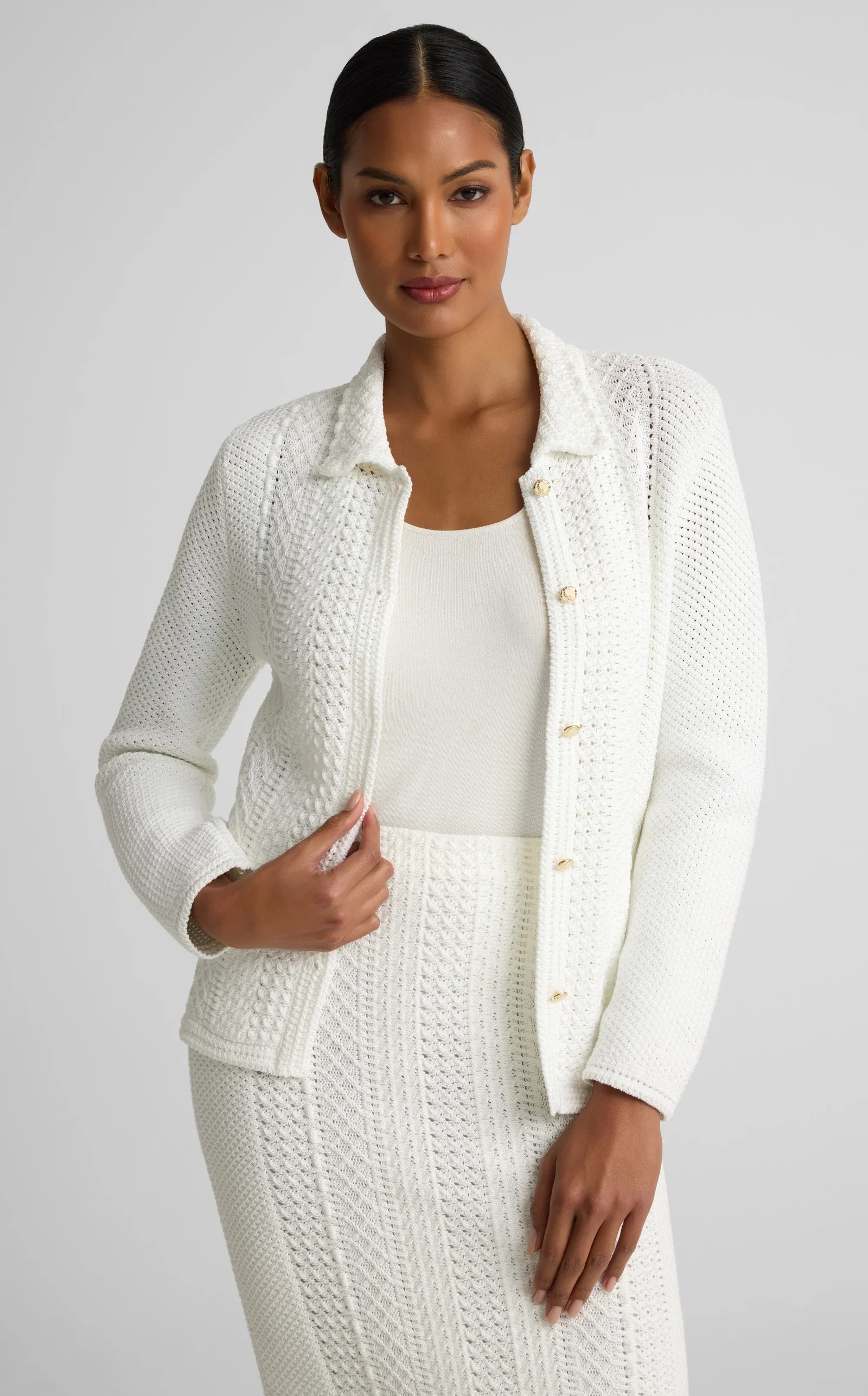 Image of Beatrix Jacket In Cotton Crochet Knit