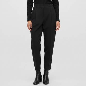 Black Wool Blend Pleated Tailo