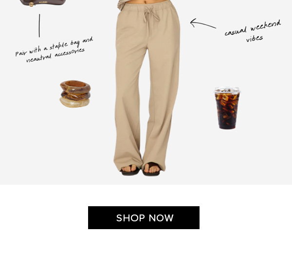 Beige Wide Leg Pants Elasticated Waist