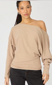 Brown Long Sleeve Relaxed Fit Top