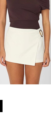 White Mini Skort Mid Waisted Ring Detail Shorts