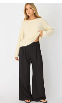 White Loose Long Sleeve Boat Neck Knit