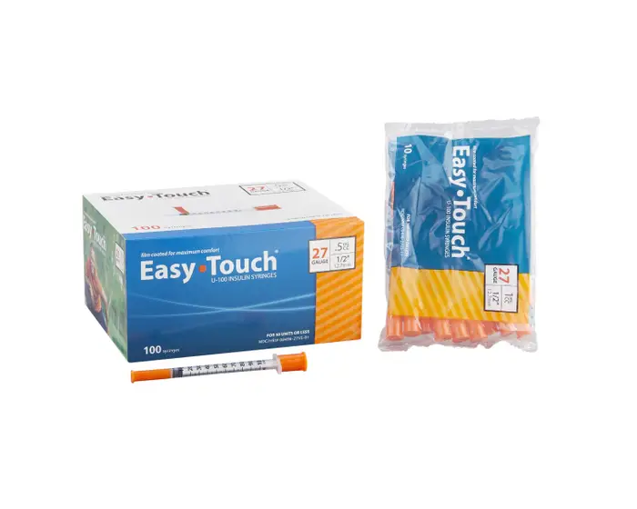 Easy Touch Insulin Syringe With Needle 1/2" 1ml