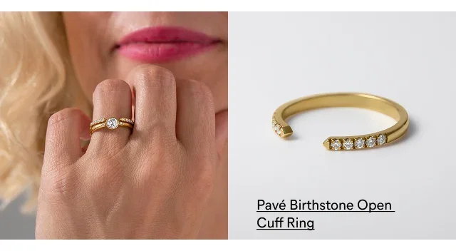 Pavé Birthstone Open Cuff Ring