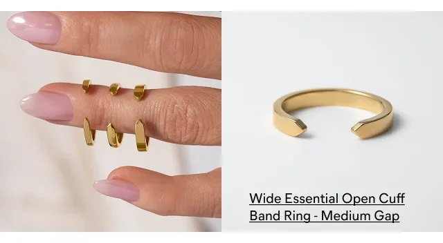 Wide Essential Open Cuff Band Ring - Medium Gap