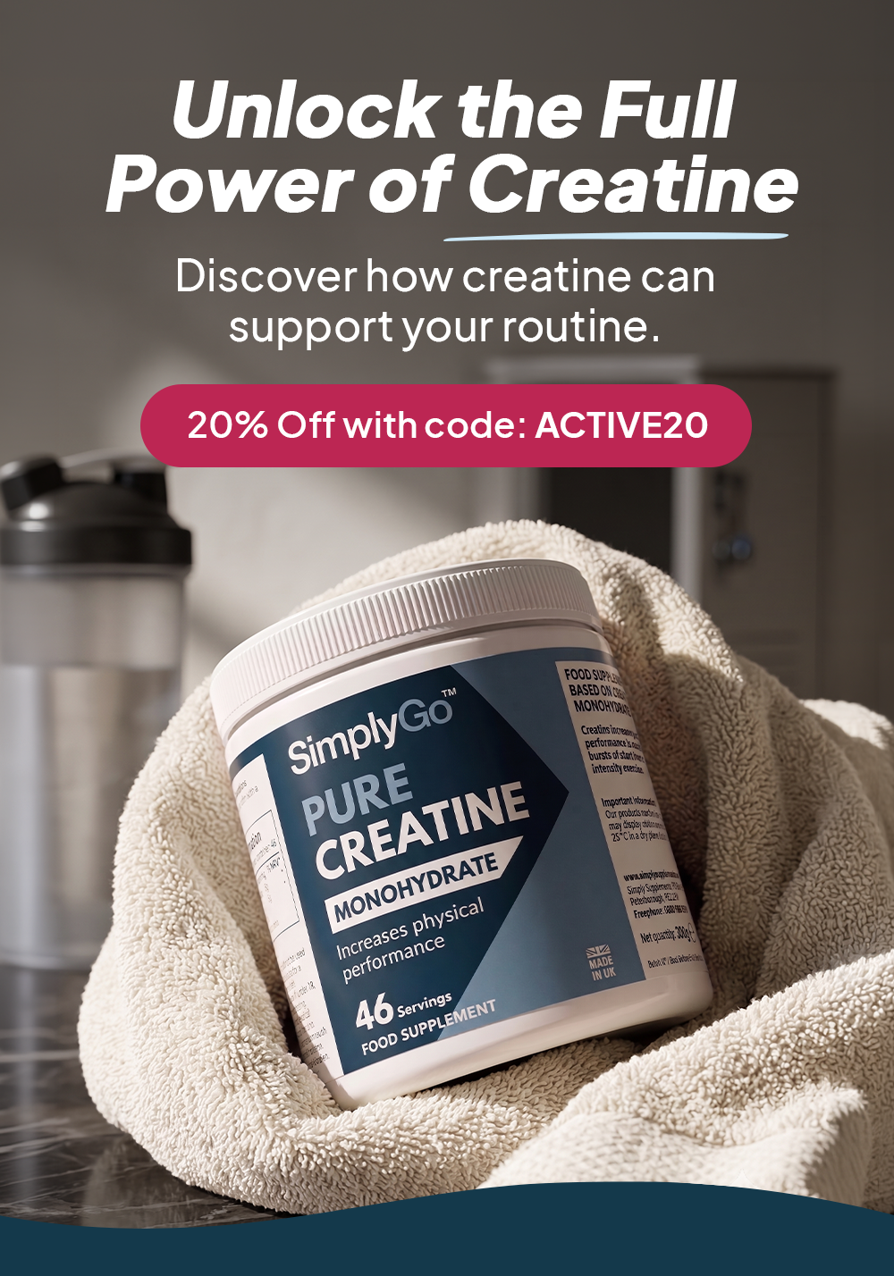 Unlock the full power of Creatine. Discover how creatine can support your routine. 20% off with code: ACTIVE20