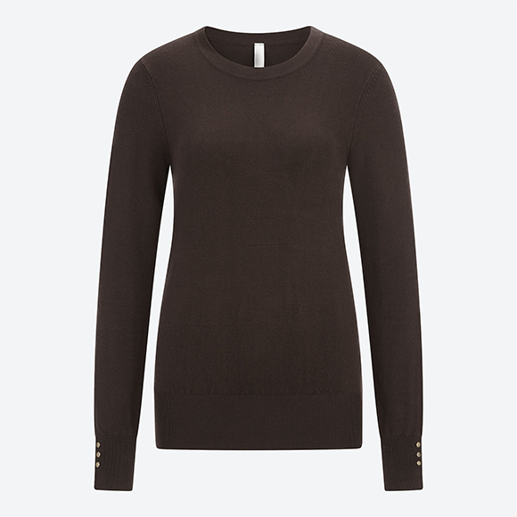 Bluse, Braun, Knopfleiste, zwei Brusttaschen, lange Ärmel, Produktansicht, Vorderansicht
