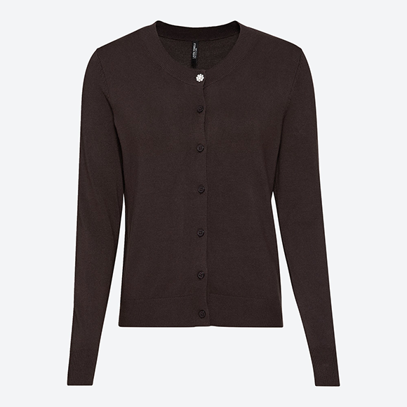 Bluse, Braun, Knopfleiste, zwei Brusttaschen, lange Ärmel, Produktansicht, Vorderansicht