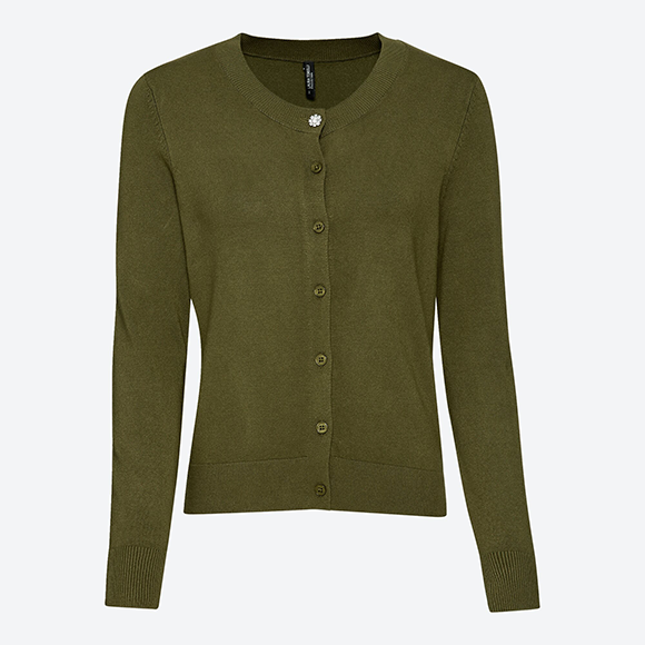 Bluse, Braun, Knopfleiste, zwei Brusttaschen, lange Ärmel, Produktansicht, Vorderansicht
