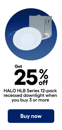 Get 25% off HALO HLB Series 12-pack recessed downlight when you buy 3 or more