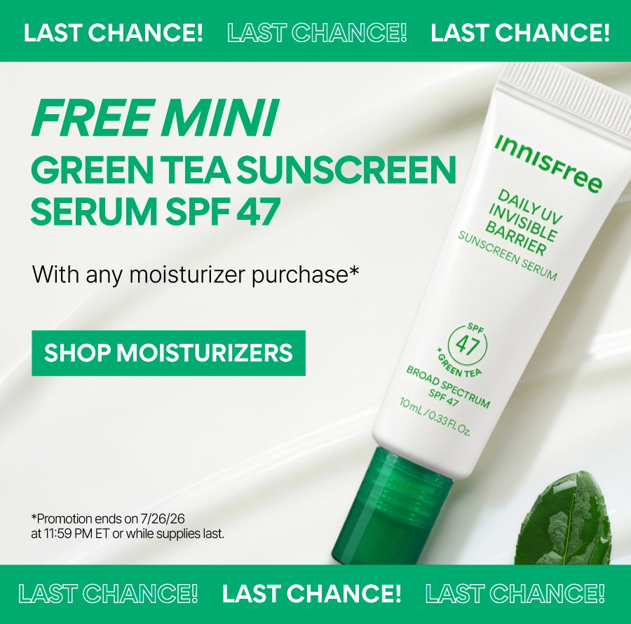 FREE MINI GREEN TEA SUNSCREEN SERUM WITH MOISTURIZER PURCHASE