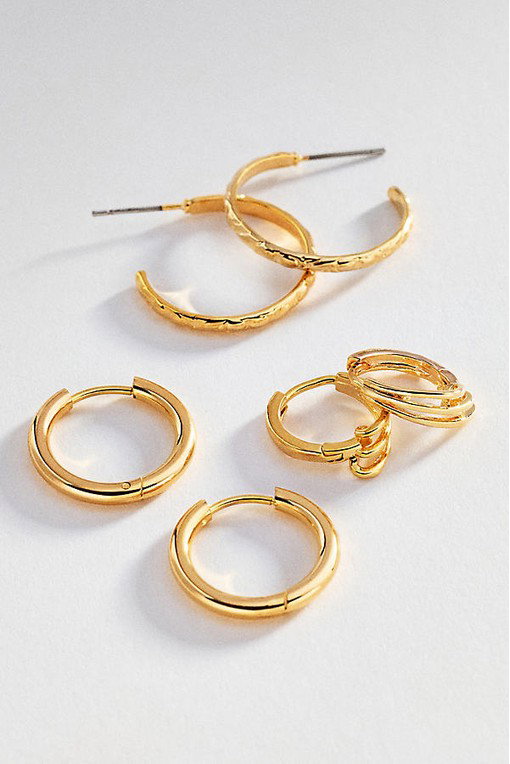 Textured Hoop Earrings, Set of 3