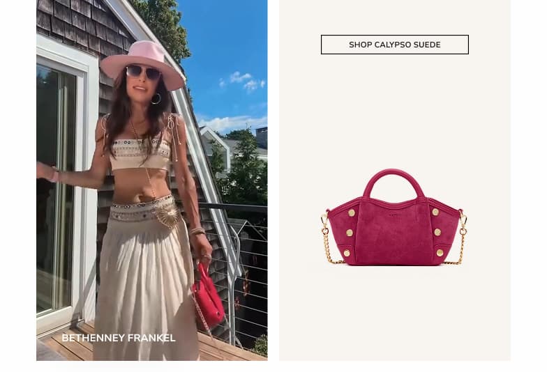 Bethenny Frankel carrying the Hammitt Paul Crossbody Sml in Calypso Suede.