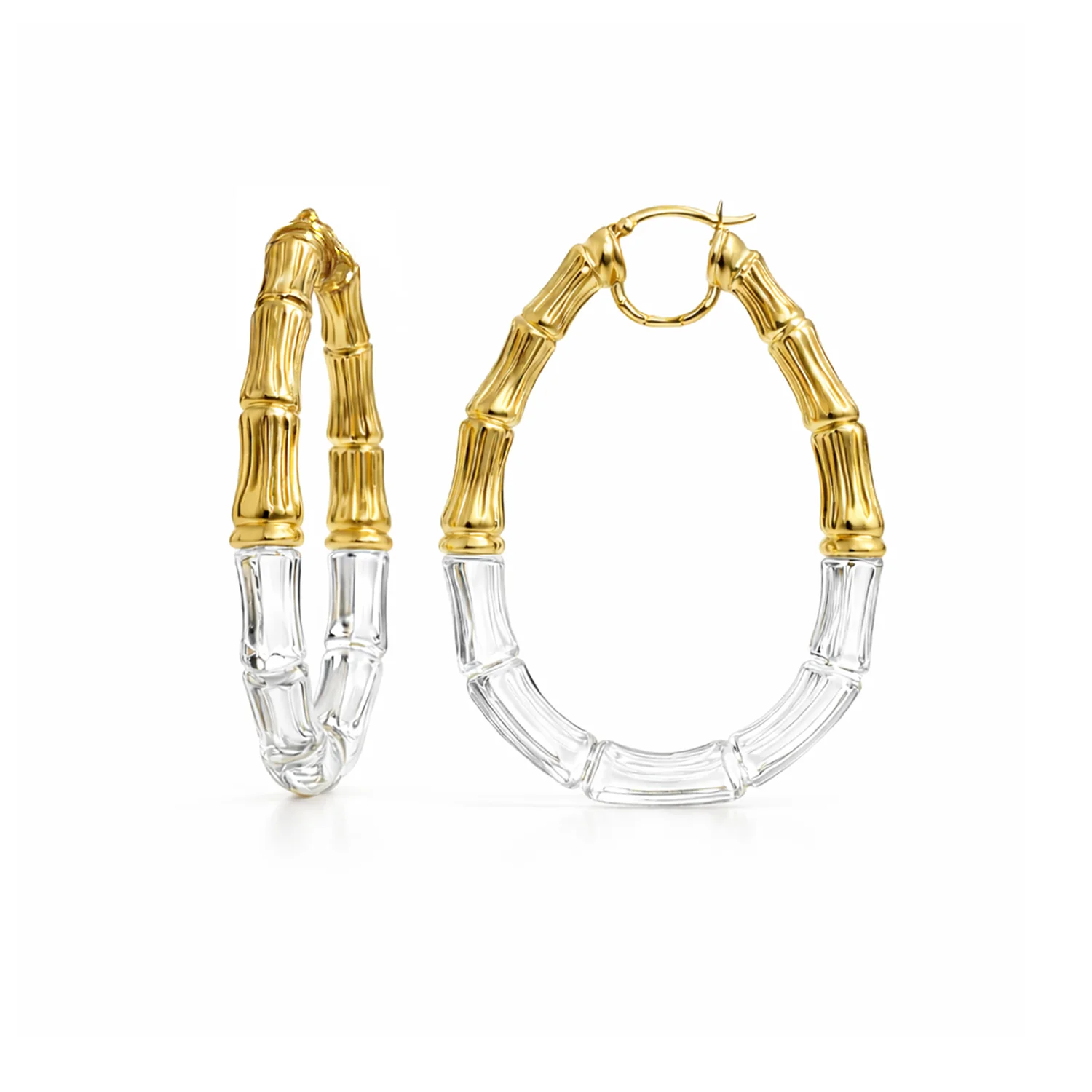 Image of SAMPLE SALE - Duchess Bamboo Lucite Hoop Earrings