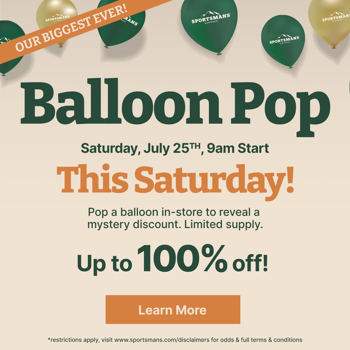 Balloon Pop is This Saturday! Get Up to 100% Off! Learn More