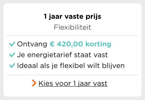 Kies voor 1 jaar vaste prijs en ontvang € 370,00 korting.
