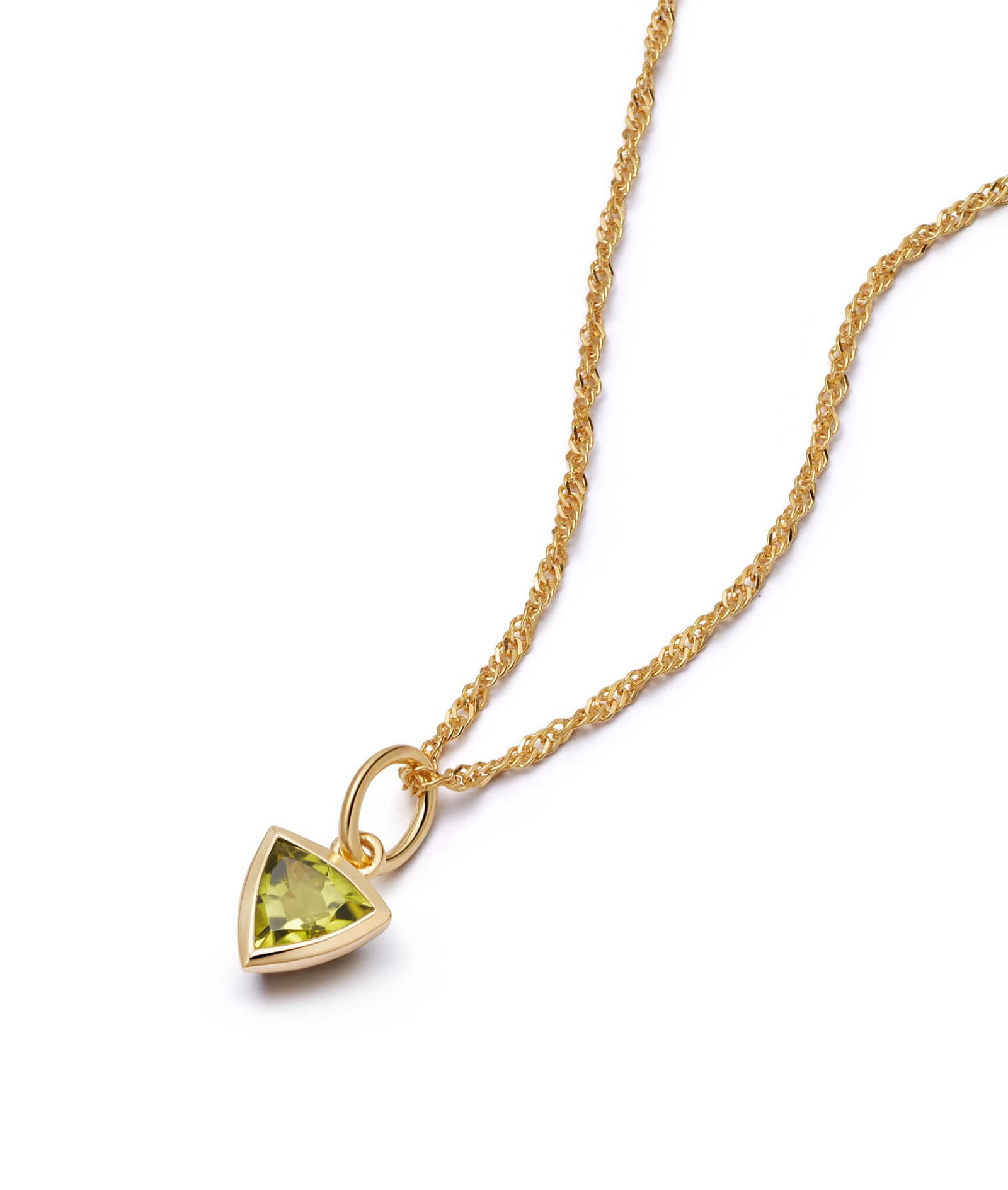 Image of Peridot August Birthstone Charm Necklace 18ct Gold Plate