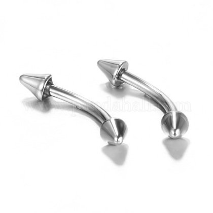 304 Stainless Steel Eyebrow Rings, Curved Barbe...
