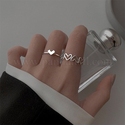 Adjustable Alloy Cuff Rings Sets for Women, Hea...