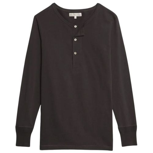 Merz b Schwanen 2M06 Vintage Machine Refined Classic Fit Long Sleeve Henley - Charcoal