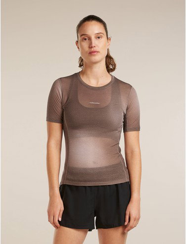 Women's Merino Blend 75 Cool-Lite™ Featherlight™ Short Sleeve Crewe AOP - Pink Quartz/Porcini / M