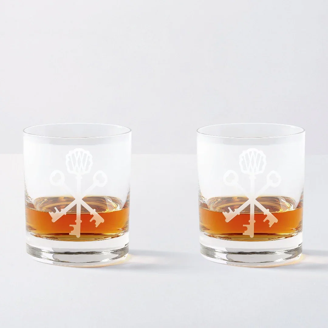 Image of Key-etched Crystal Old Fashioned Glasses (Set of 2)