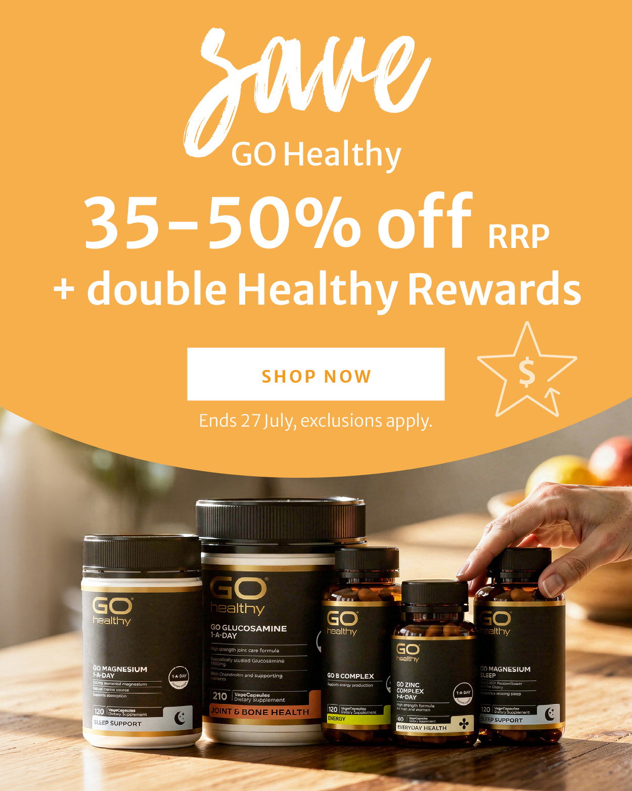 35-50% off RRP + double Healthy Rewards