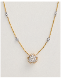 Round Halo Cluster Diamond Necklace In 14K Yellow Gold By James Allen