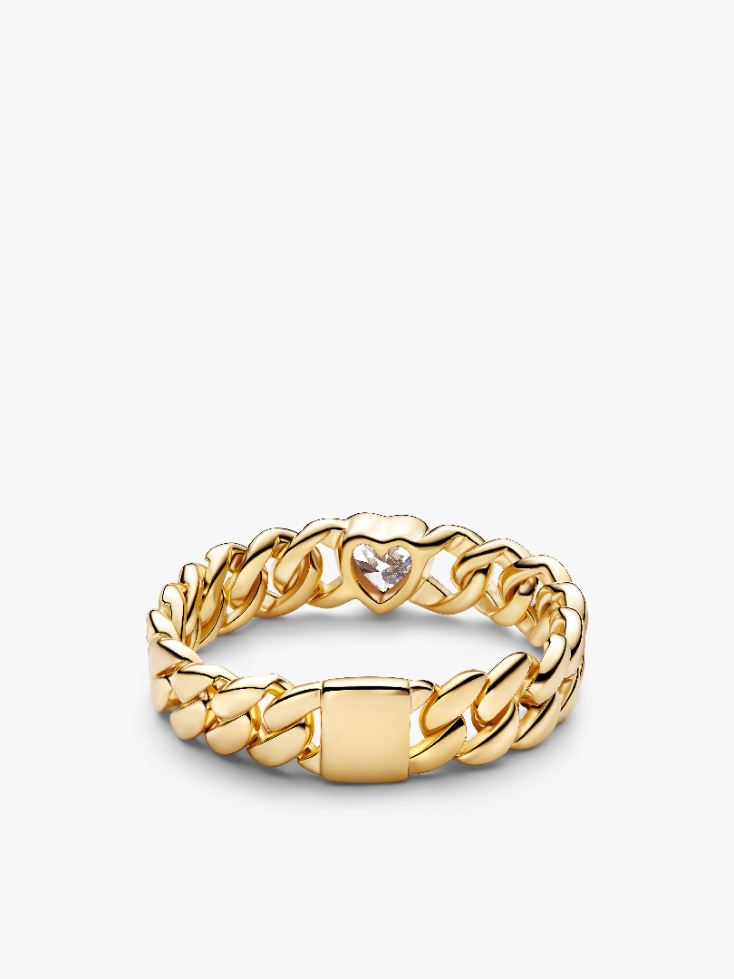 Heart Cuban Chain Ring