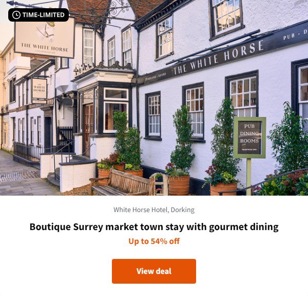 Boutique Surrey market town stay with gourmet dining